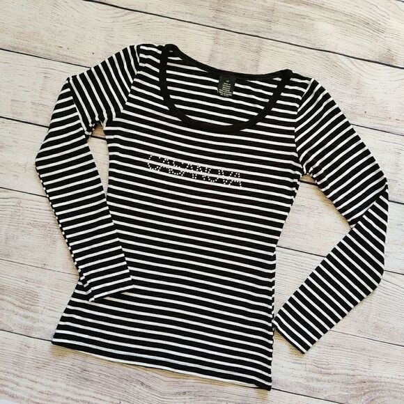 Perry Ellis striped embellished Casanova tee - Picture 1 of 8